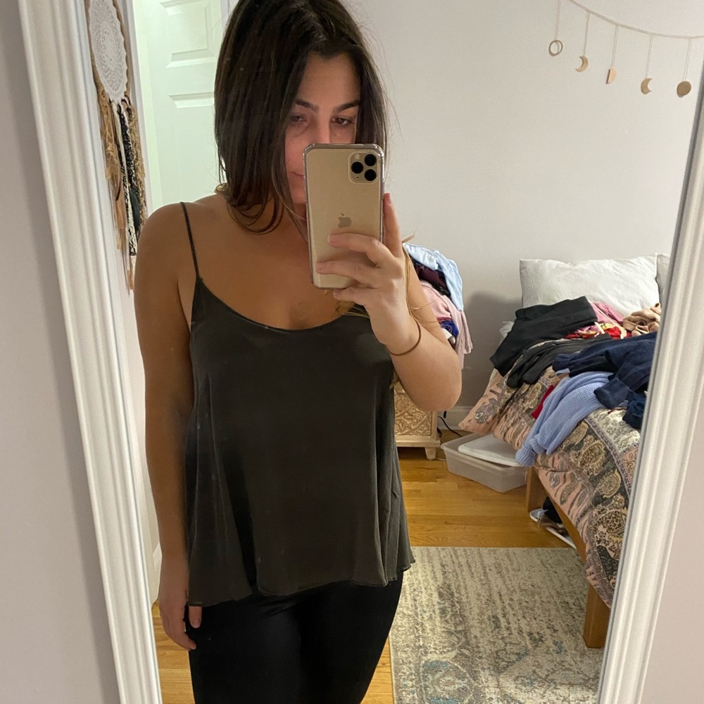 Cute olive green chiffon tank top!